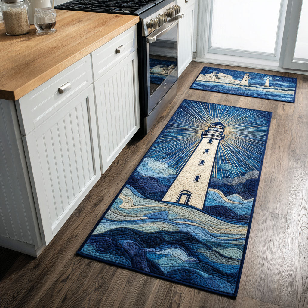 Morning Lighthouse Kitchen Rug Set