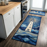 Morning Lighthouse Kitchen Rug Set