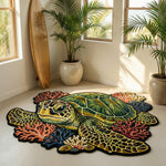 Vibrant Turtle Living Room Rug