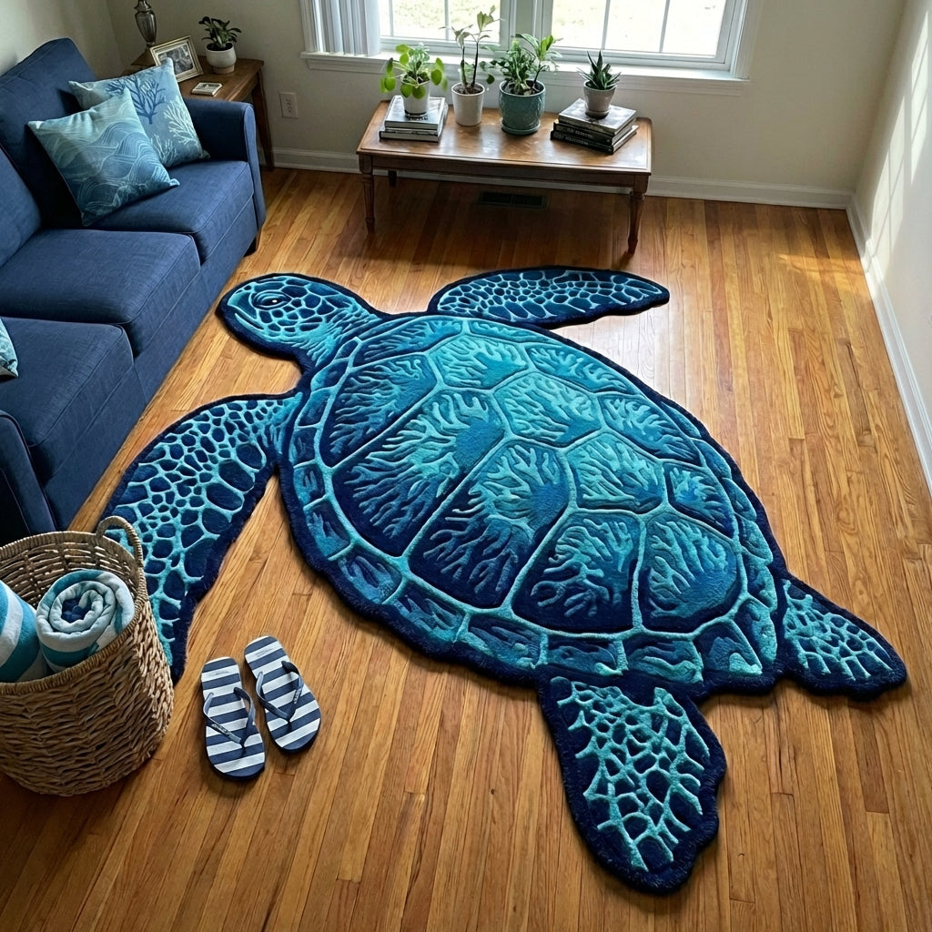 Blue Turtle Living Room Rug