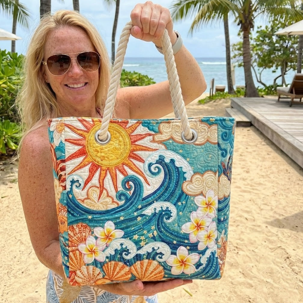 Quilted Beach Bag Golden Glow – L and XL – product image 1