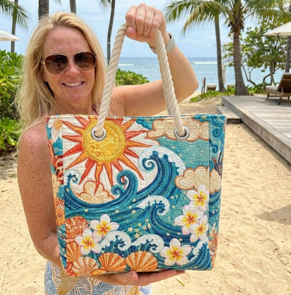 Quilted Beach Bag Golden Glow – L and XL – product image 1