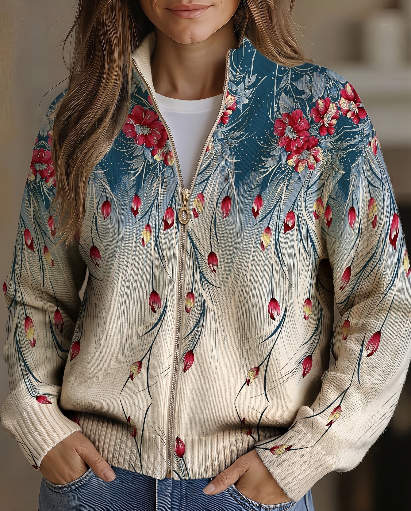 Zip Cardigan with Gradient – product image 1